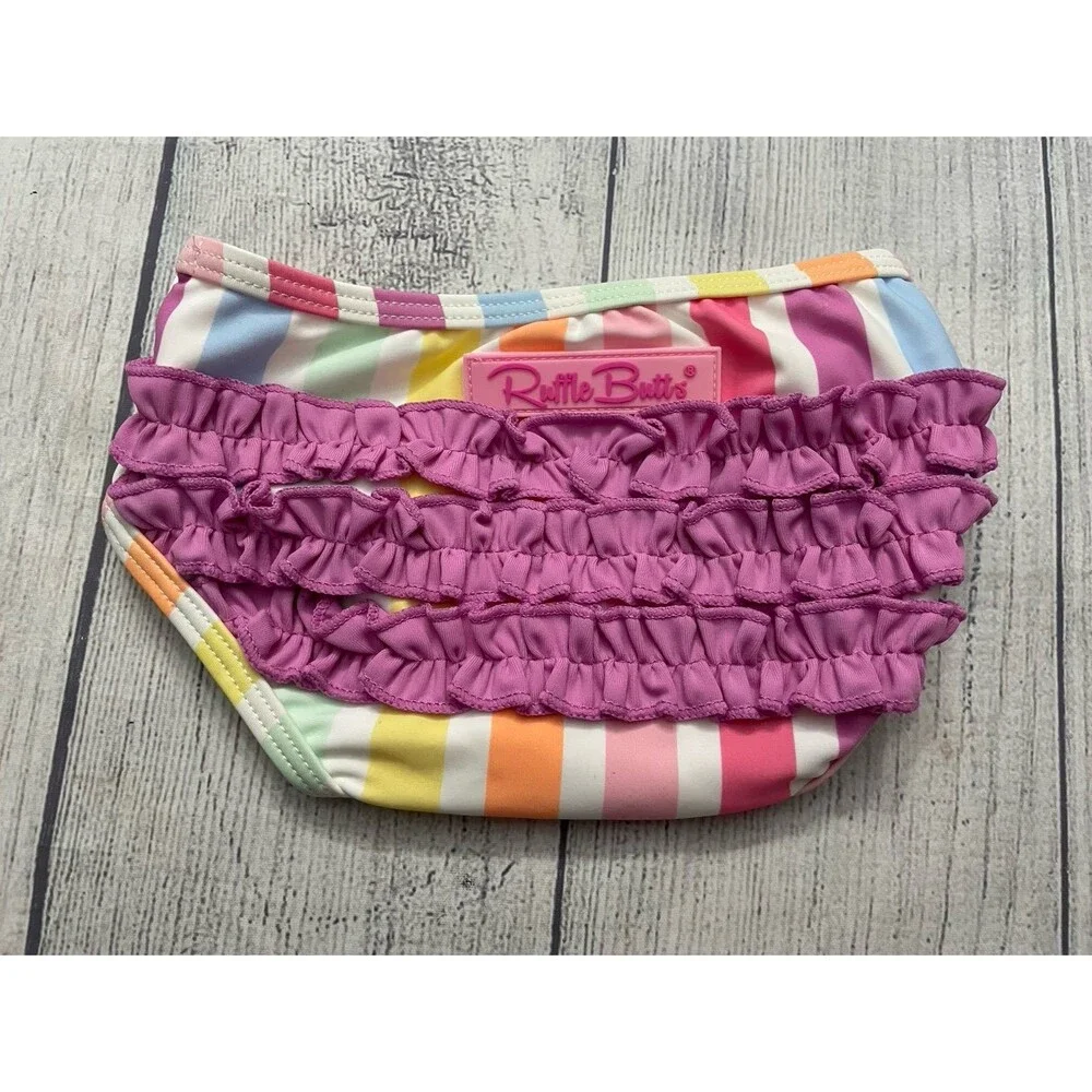 NEW! NWT Purple RuffleButts Baby Girl Two Piece Swimsuit, Size 3-6 months